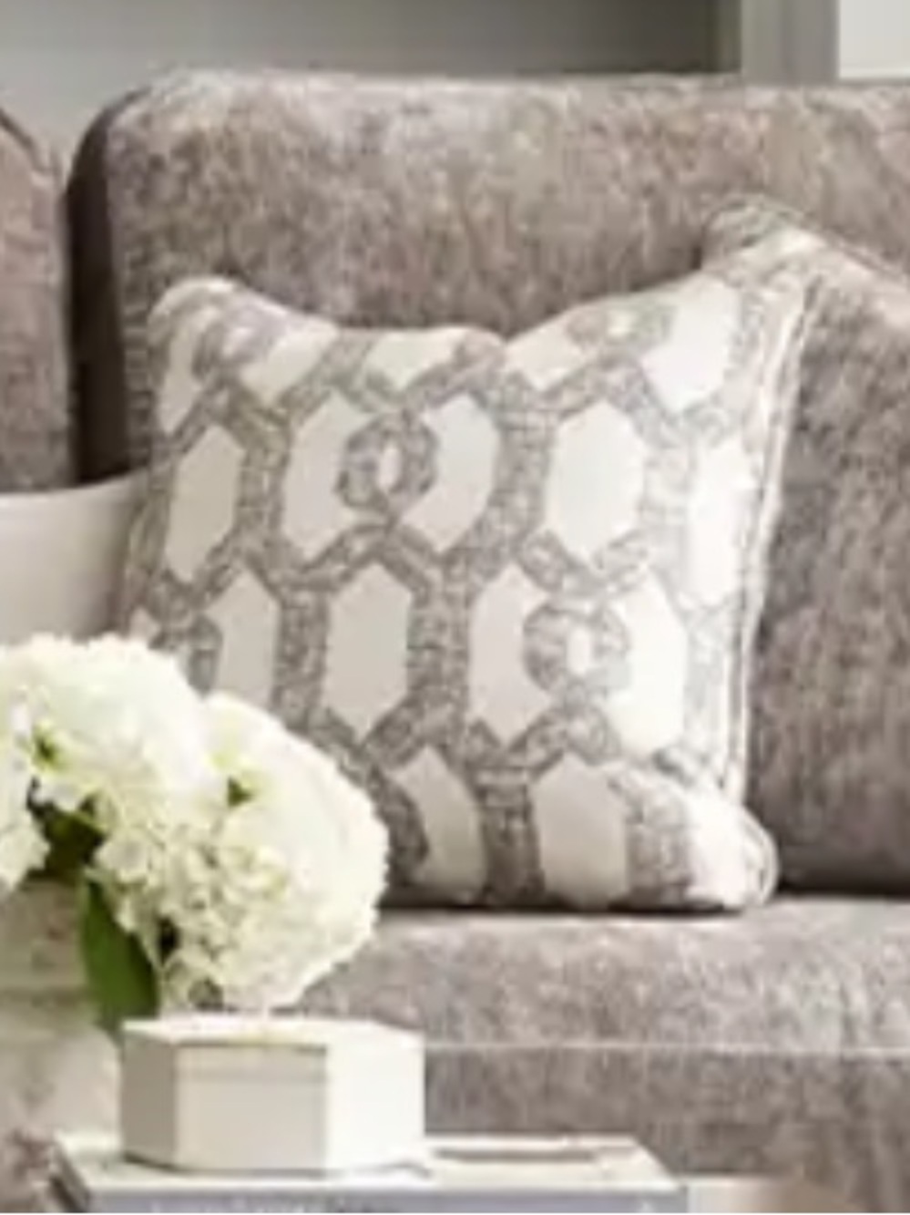 NEW La-Z-Boy Taupe/Cream Lattice Print Square Accent Pillow